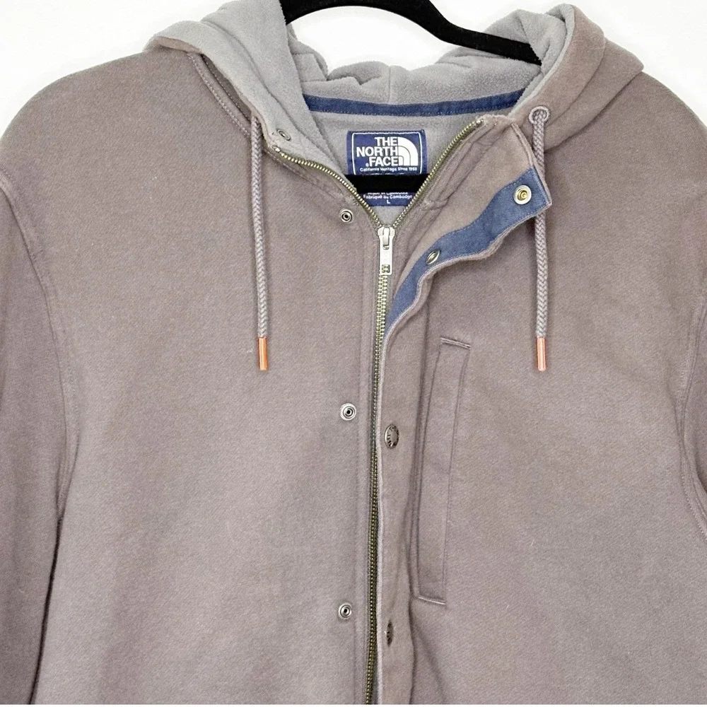 The North Face Mens Large Gray Full Zip Fleece Lined Hoodie Jacket Utility Field